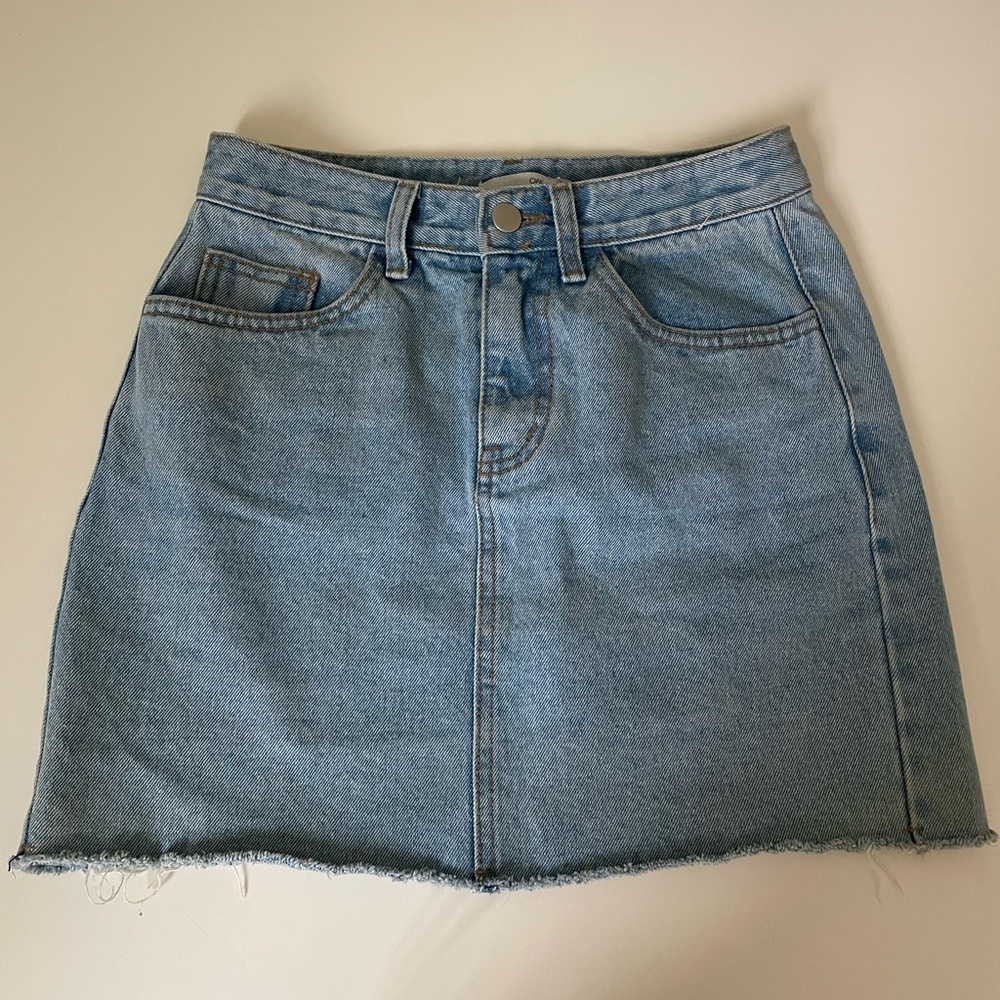 OAK+FORT DENIM SKIRT MEDIUM WASH MIDI LENGTH SIZE SMALL